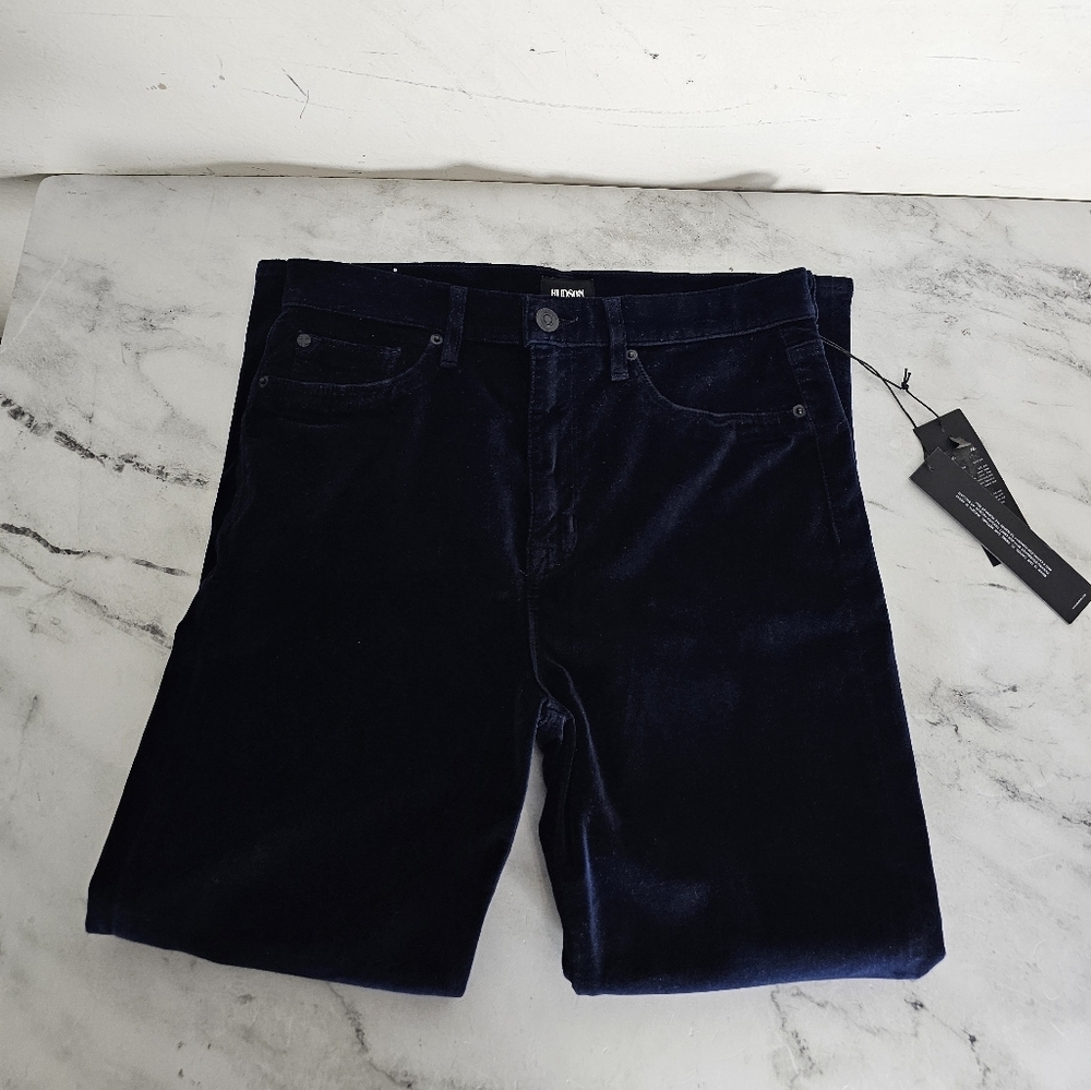 Hudson Jeans High Rise Brix Cropped Bootcut Flare Velvet Dark Blue Pant 30 NWT - Picture 5 of 9